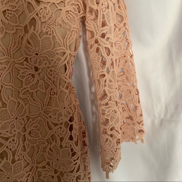 Lord & Taylor Pink Lace Long Bell Sleeved Dress - Picture 3 of 8
